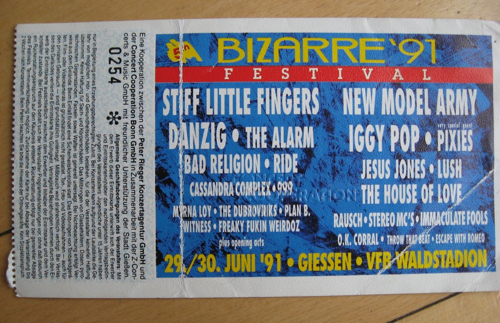 mein ticket bizarre festival giessen 1991